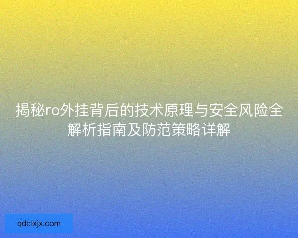 揭秘ro外挂背后的技术原理与安全风险全解析指南及防范策略详解
