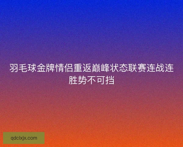羽毛球金牌情侣重返巅峰状态联赛连战连胜势不可挡