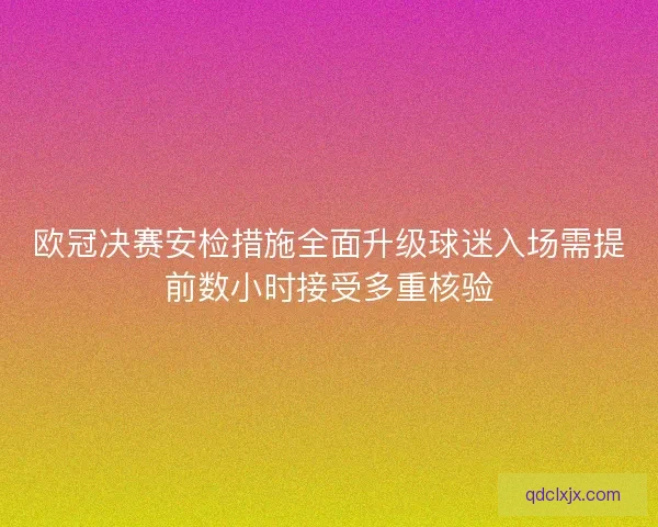 欧冠决赛安检措施全面升级球迷入场需提前数小时接受多重核验