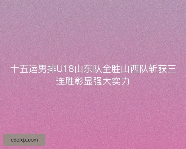 十五运男排U18山东队全胜山西队斩获三连胜彰显强大实力
