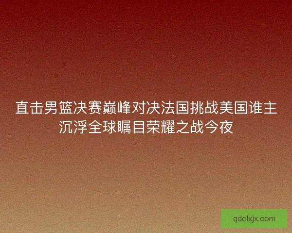 直击男篮决赛巅峰对决法国挑战美国谁主沉浮全球瞩目荣耀之战今夜