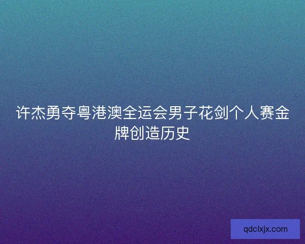 许杰勇夺粤港澳全运会男子花剑个人赛金牌创造历史